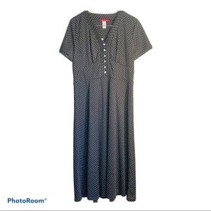 Anne Klein Black White Polka Dot Maxi Dress Size L